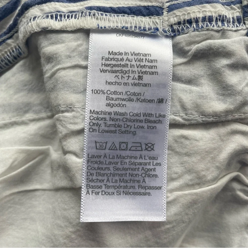 Madewell 100% Cotton Drawstring Pull On Shorts Blue Stripe Size Large EUC